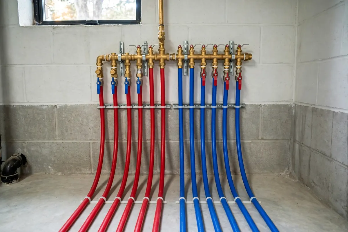 New PEX supply lines being run through a Naugatuck home during repiping