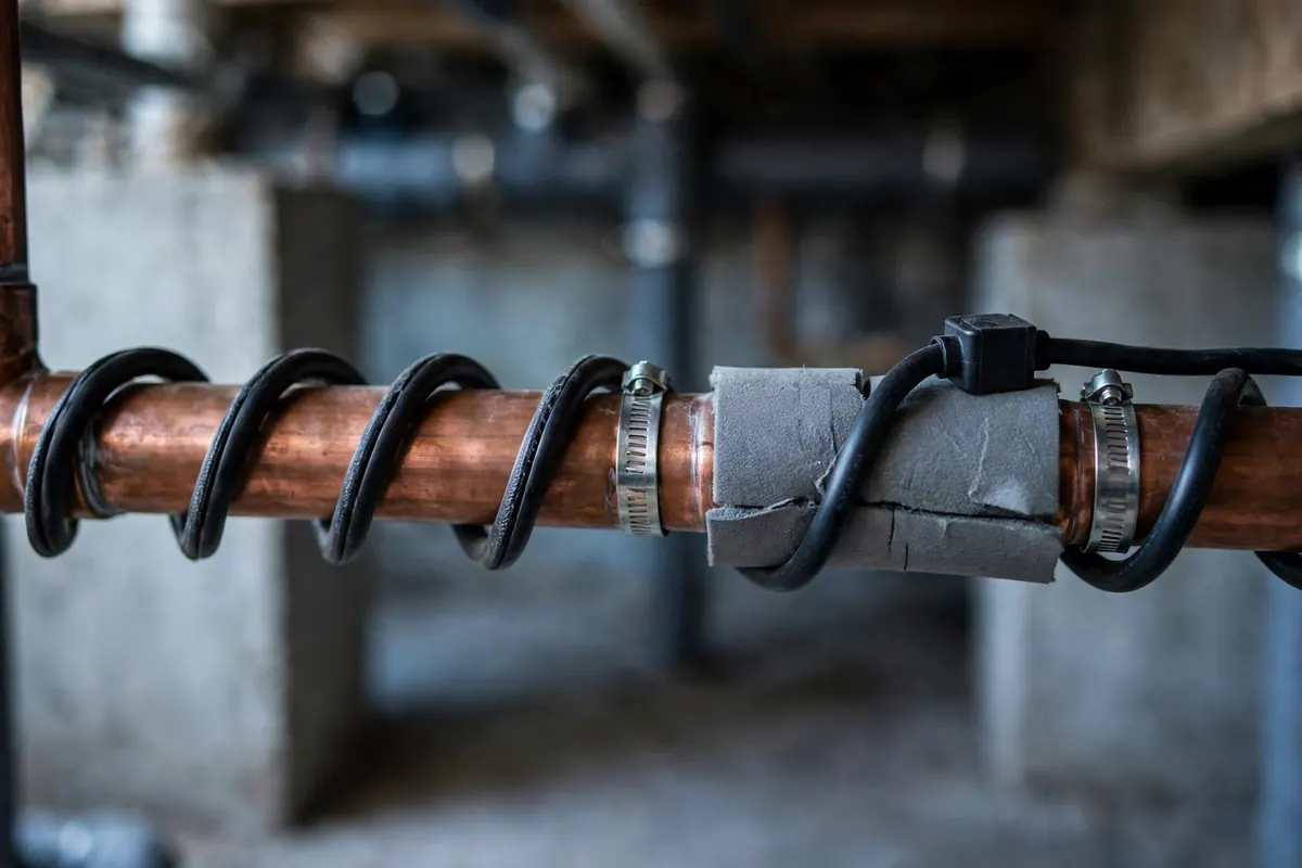 Insulated water supply pipes in a Naugatuck basement prepared for winter